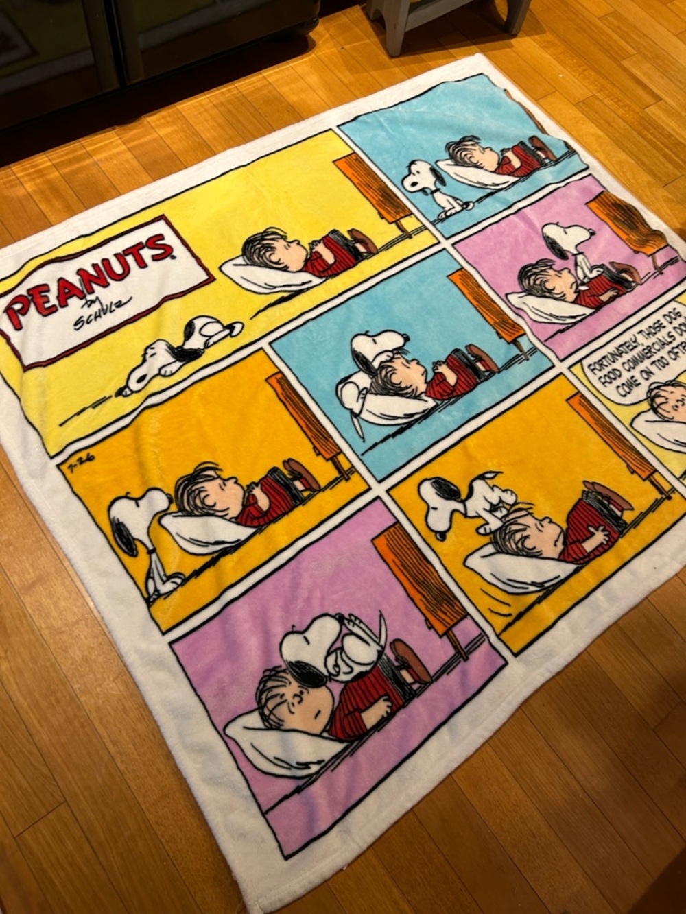 Peanuts Comic Panel Throw Blanket - Yellow, Blue, Purple, Pink, White 50” x 60”